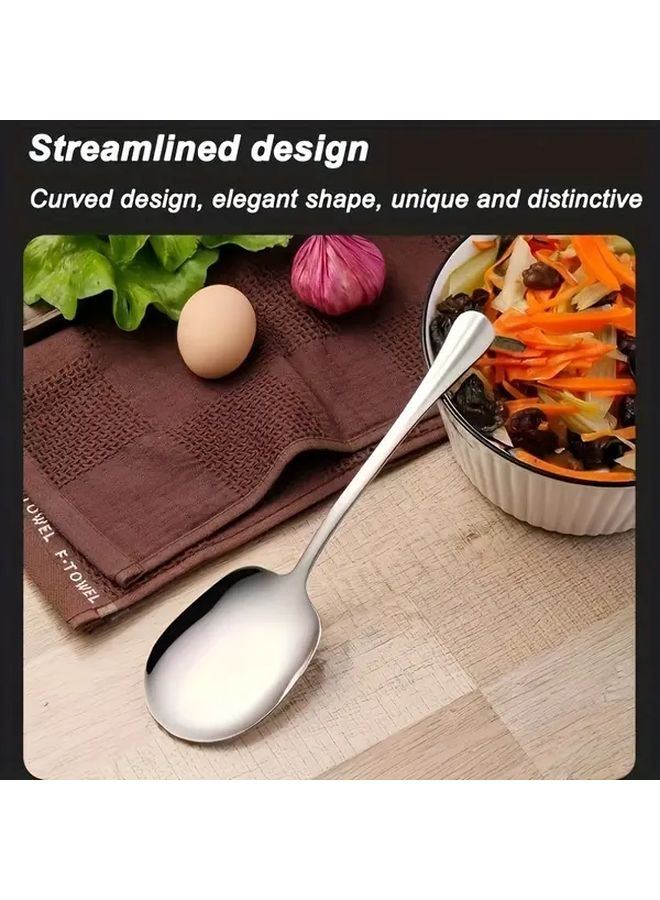 5pcs Premium Stainless Steel Serving Spoon Set Mirror Polished Dishwasher Safe 8 07inch Silver - Image 2